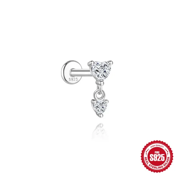 Design Sterling Silver Heart Dangle Labret Piercing Jewelry - 1