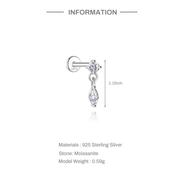 Design S925 Sterling Silver Cross Pendant Ear Cuff Jewelry - 10