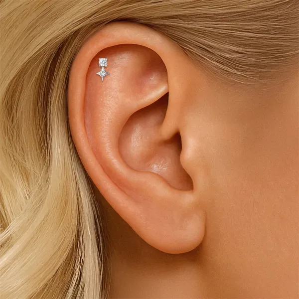 Design S925 Sterling Silver Cross Pendant Ear Cuff Jewelry - 16
