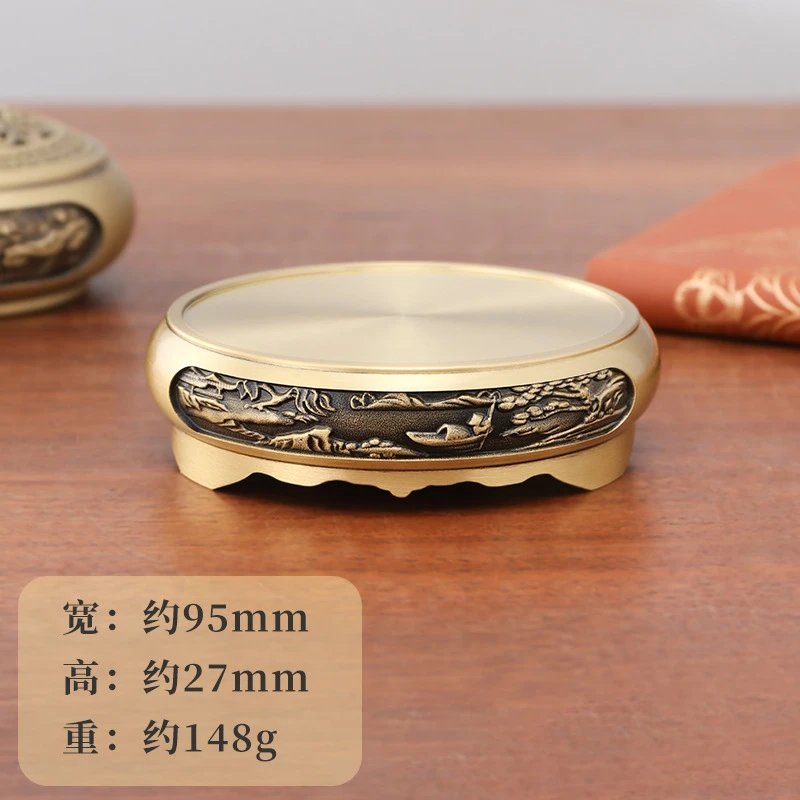 Design Brass Carved Landscape Base Stand Gold Accessories