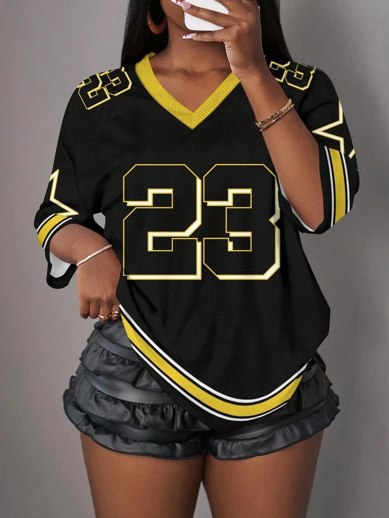 Design Flaring Bunny Football Jersey Green Yellow Multicolor T-Shirt T-Shirts - 5