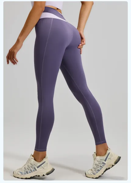 Design Wrap-Around Striped Sports Bra in Cream Purple Activewear - 24