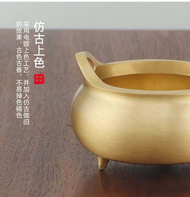 Design Brass Lotus Carved Incense Burner Gold Accessories - 7