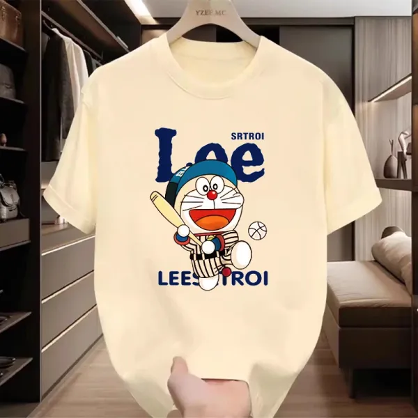 Design Doraemon x Lee Baseball Graphic T-Shirt White T-Shirts - 13