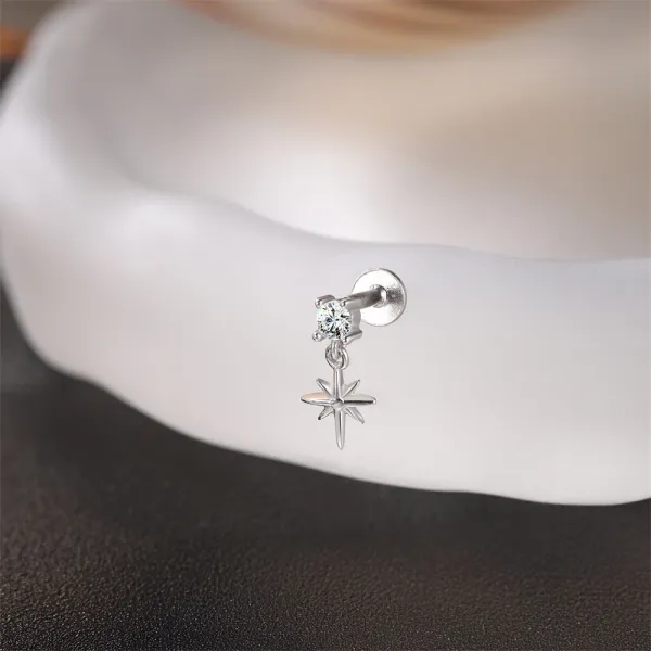Design S925 Sterling Silver Cross Pendant Ear Cuff Jewelry - 49
