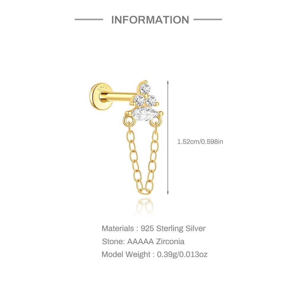 Design S925 Sterling Silver Dolphin Cartilage Earring Jewelry - 21