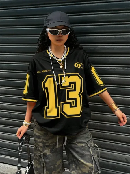 Design Religious Icon Graphic Oversized T-Shirt with Lace Hem in Brown Multicolor - 12