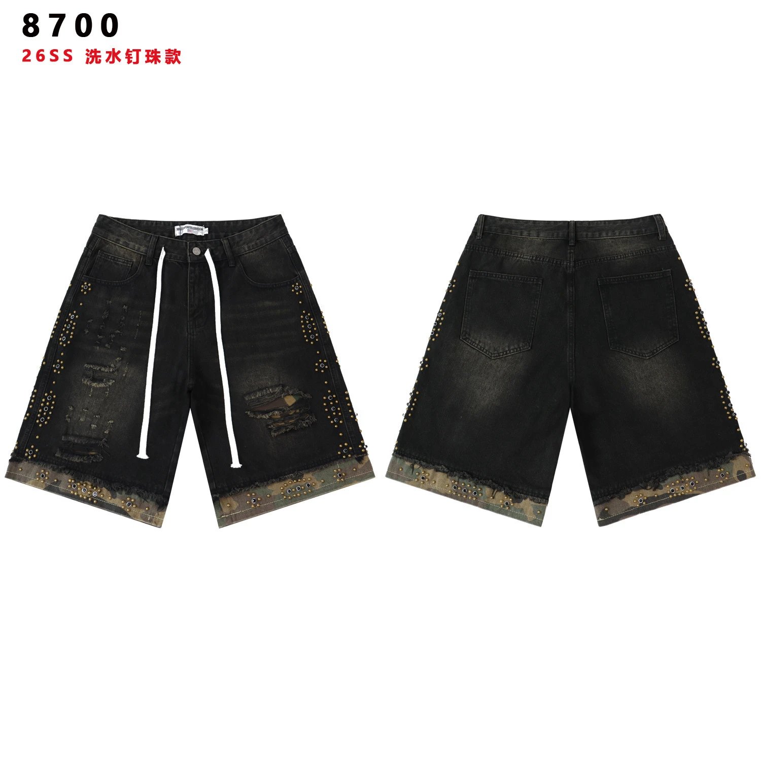 Vale Forever Distressed Rivet Denim Shorts photo 8