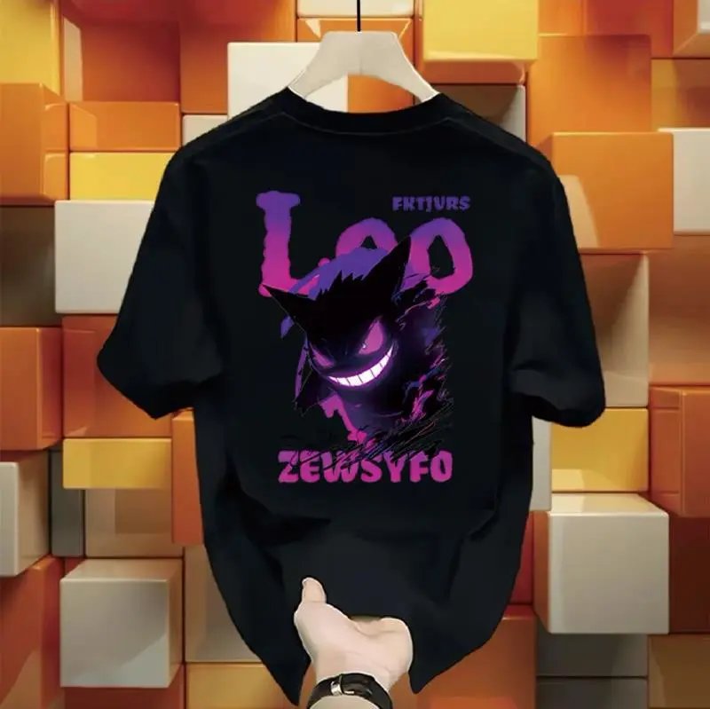 Design Gengar Graphic Print Black T-Shirt - 2