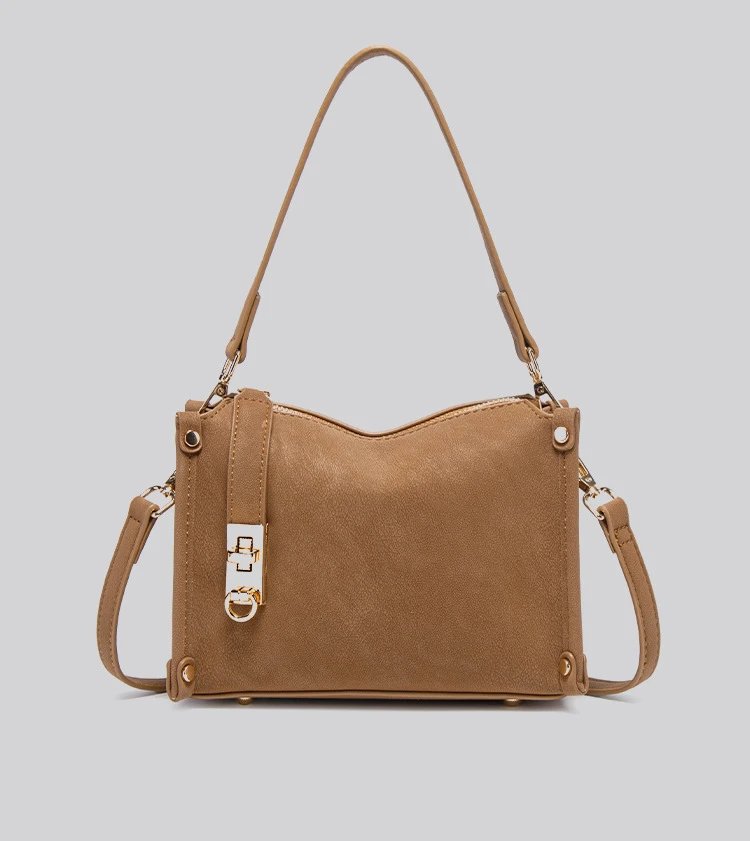 Design Hobo Bag Black Leather-Texture Shoulder Bag - 20