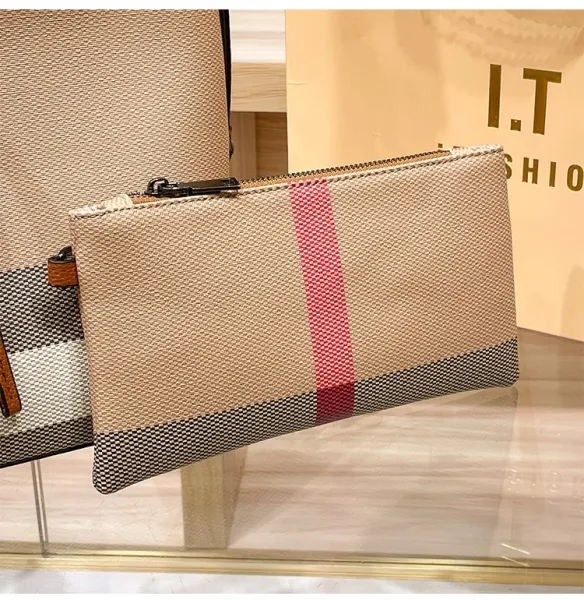 Design I.T Fashion Checkered Hobo Bag Set Beige Multicolor Shoulder Bags - 14
