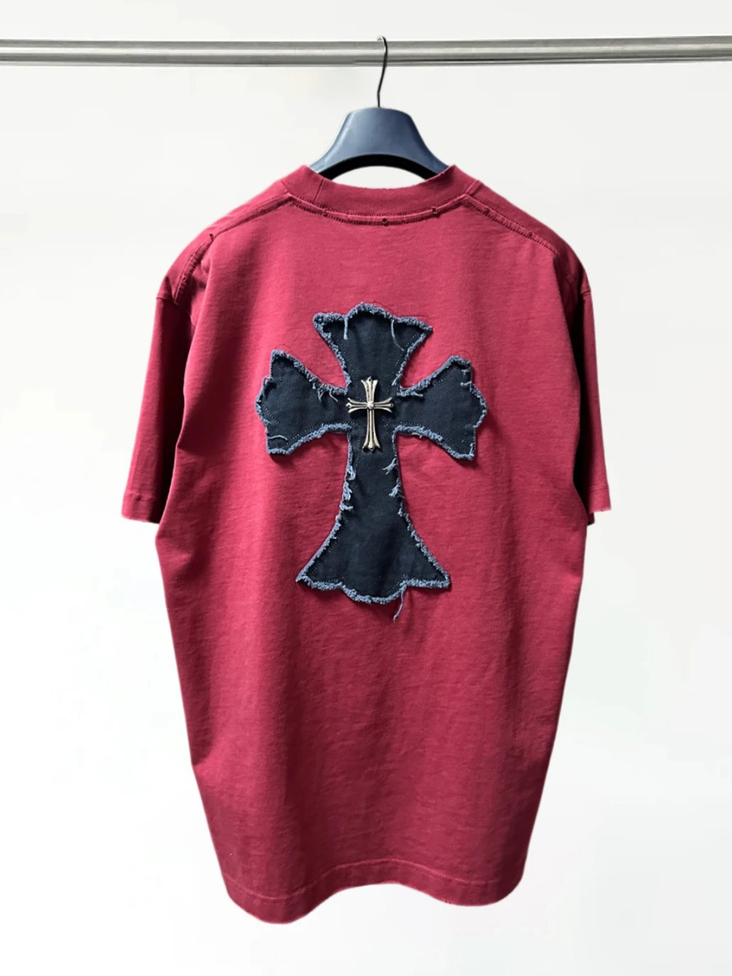 Chrome Hearts Gothic Embroidered Gray T-Shirt - 12