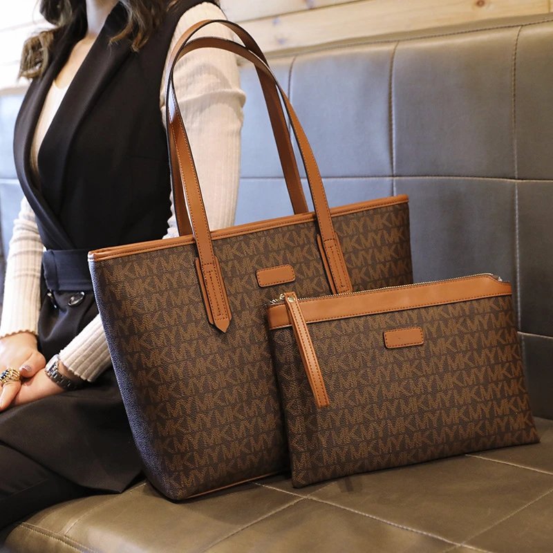 MMY Monogram Tote Bag Set Brown