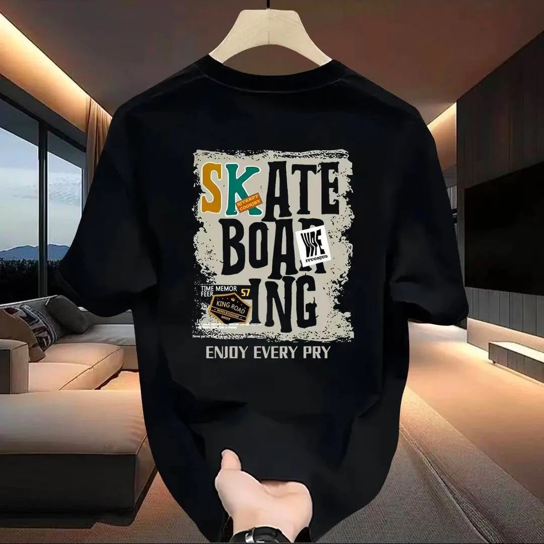 Design Skateboarding Graphic Print Black T-Shirt - 2