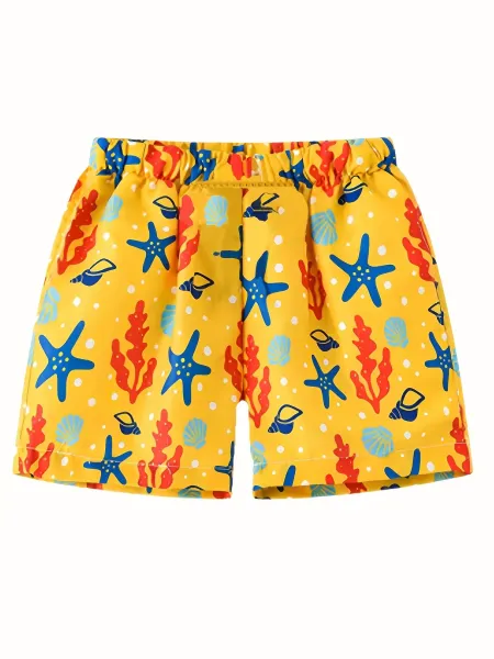 Design Nautical Print Swim Trunks White Blue Red Swimwear - 2