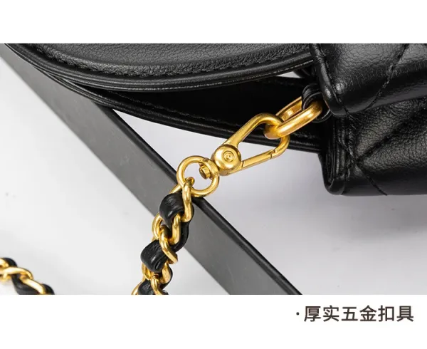 Chanel Mini Flap Bag Black Quilted Leather Handbag - 24