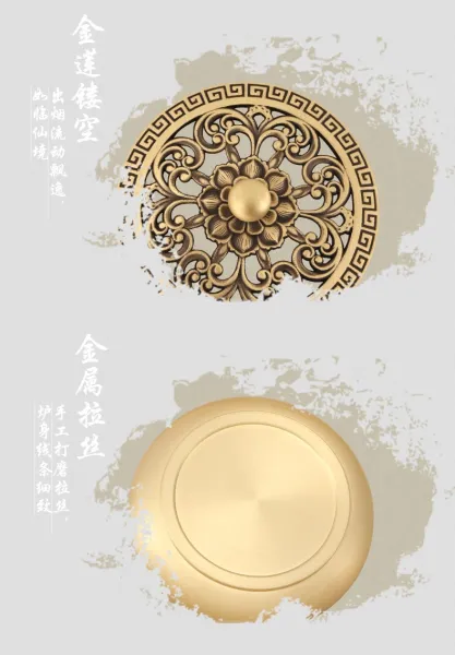 Design Brass Incense Burner with Greek Key and Floral Filigree Lid Accessories - 9