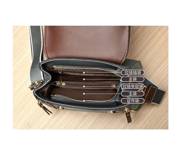 Design Structured Leather Satchel in Gray and Brown Handbag - 7