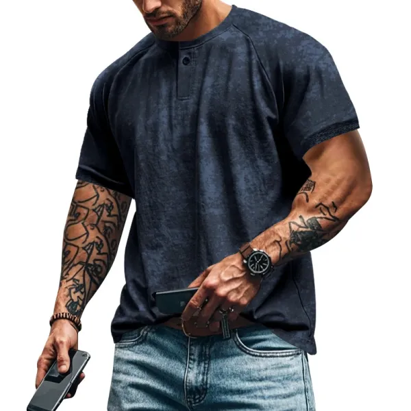 Design Henley T-Shirt Army Green T-Shirt - 4