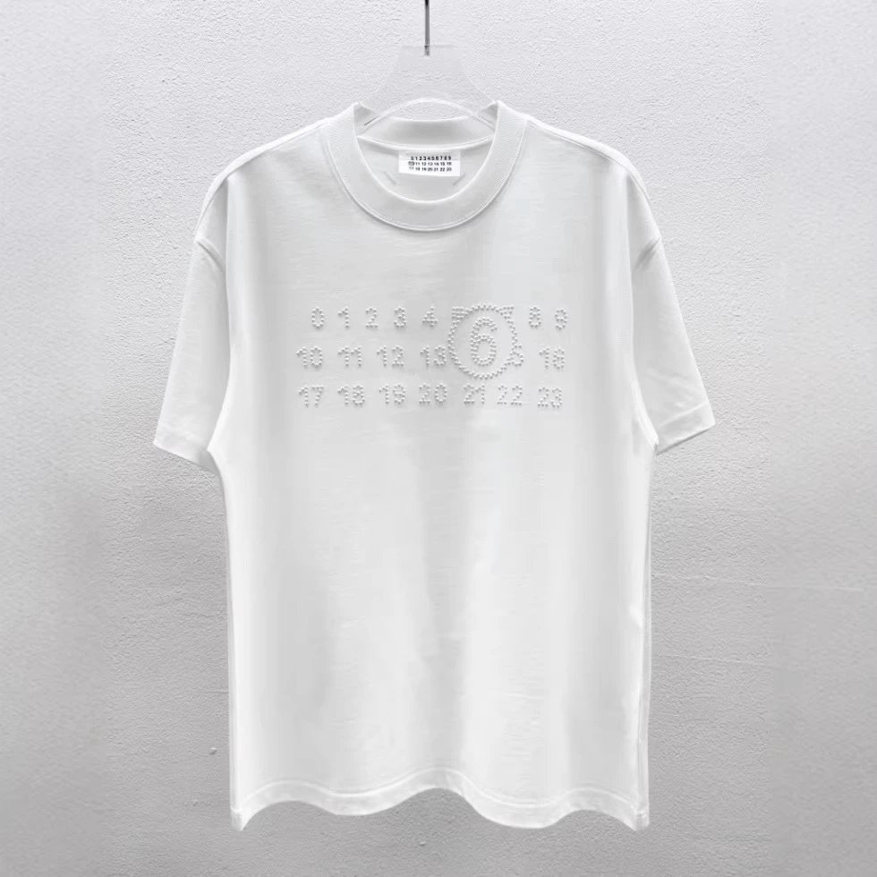 Maison Margiela Logo Embroidered T-Shirt White and Black - 4