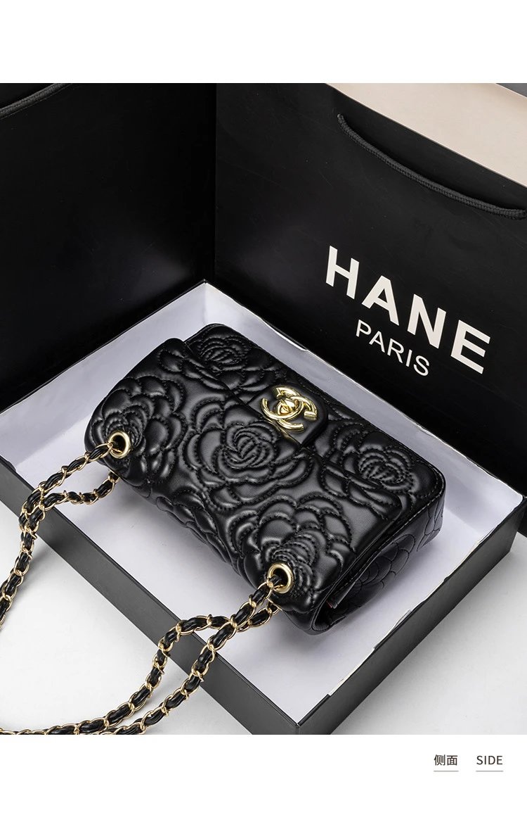 Chanel Classic Flap Bag Camellia Quilted Black Chain Bag Shoulder Bags - 15