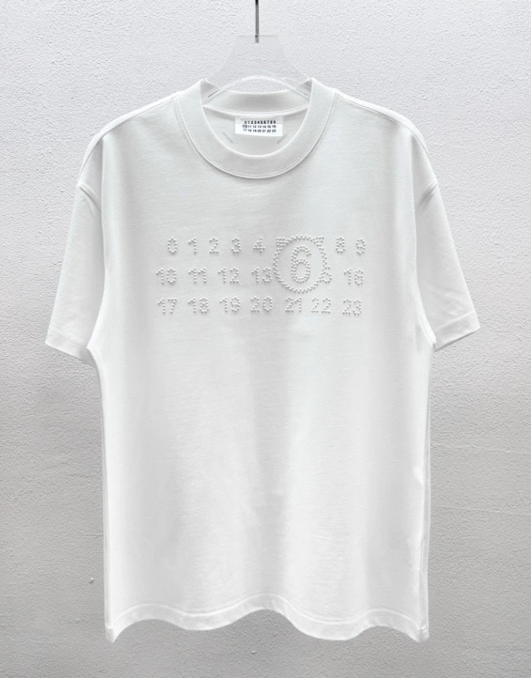 Maison Margiela Logo Embroidered T-Shirt White and Black - 10