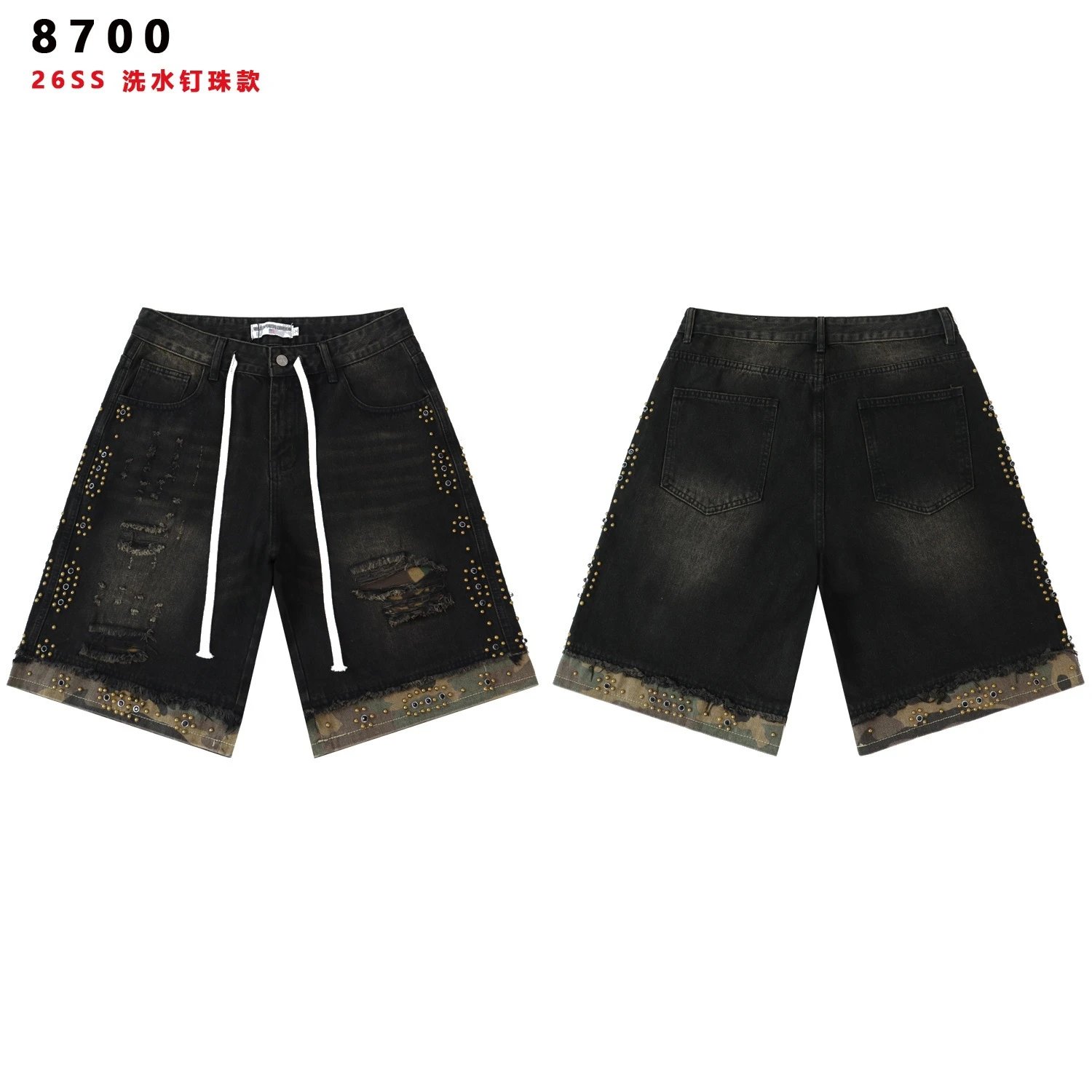 Vale Forever Distressed Rivet Denim Shorts photo 3