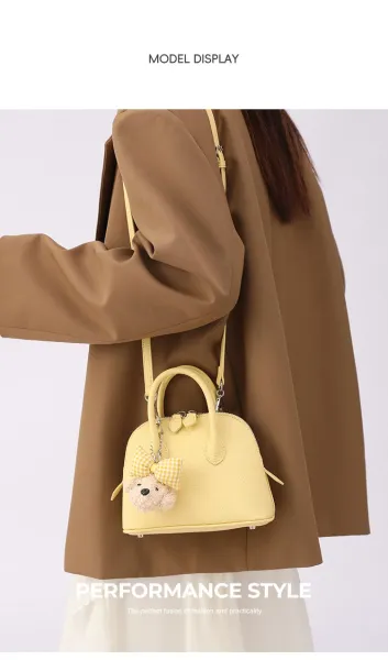 Design Dome Mini Handbag Orange with Poodle Charm - 9