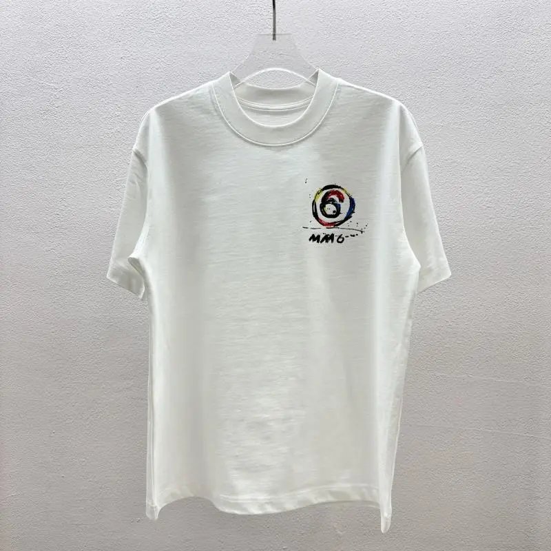 Maison Margiela Logo Embroidered T-Shirt White and Black - 17