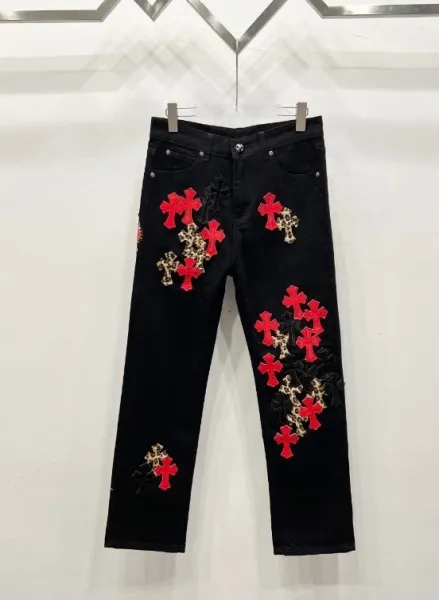 Chrome Hearts Cross-Embroidered Black Denim Jeans - 1