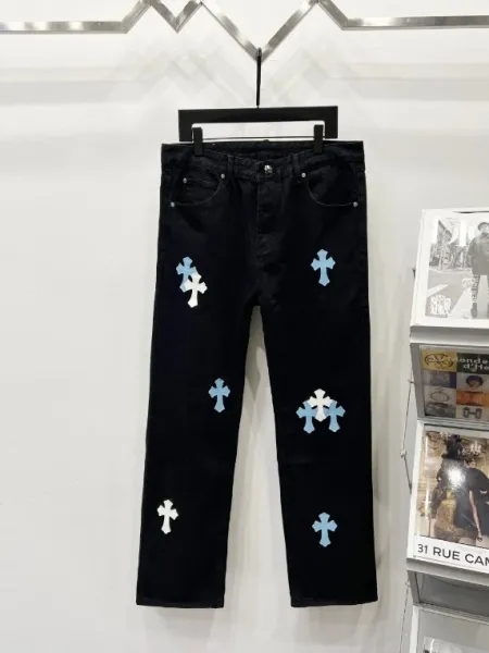 Chrome Hearts Cross-Embroidered Black Slim Fit Jeans - 1