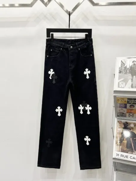 Chrome Hearts Cross-Embellished Black Straight-Leg Jeans - 1