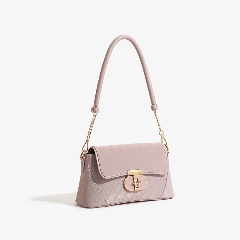 Quilted Flap Shoulder Bag in Dusty Pink