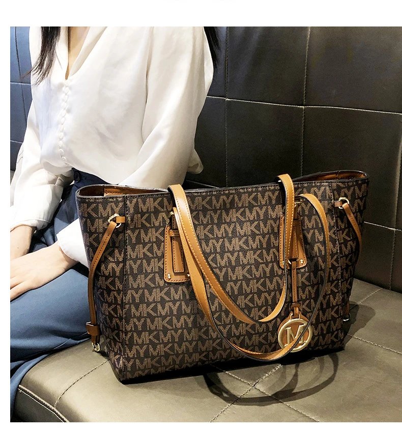 Michael Kors Jet Set Travel Tote Brown Monogram Canvas Handbag Tote Bag - 15