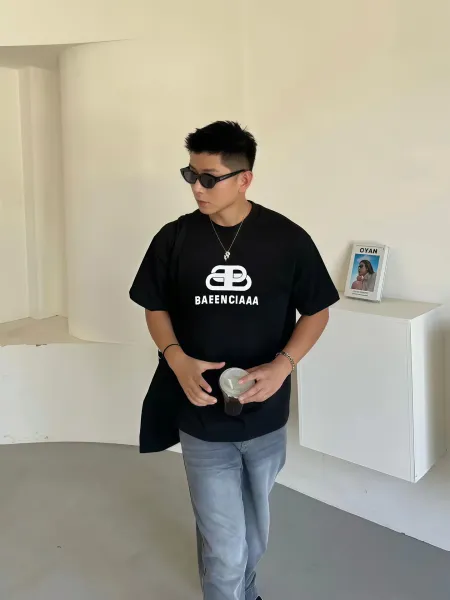 Balenciaga Baeenciaaa Logo Print White T-Shirt - 5