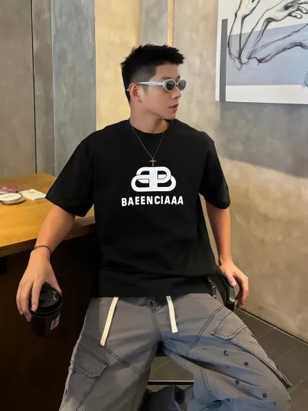 Balenciaga Baeenciaaa Logo Print White T-Shirt - 6