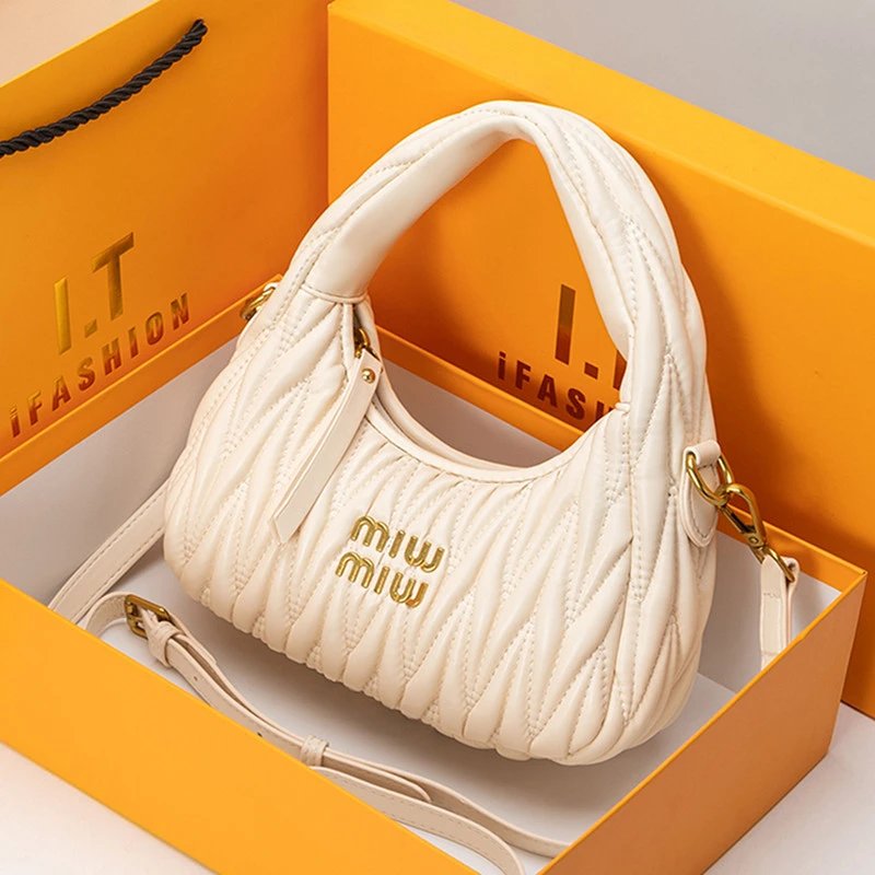 Miu Miu Quilted Hobo Bag Beige Handbag