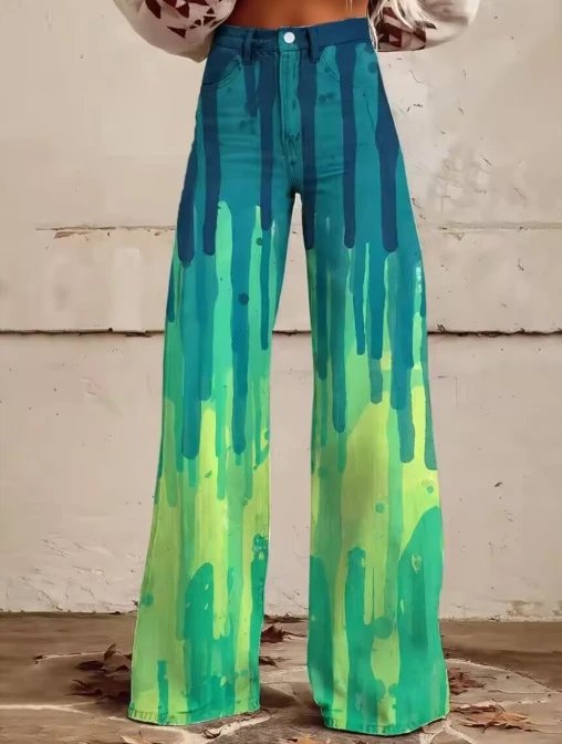 Design Floral Print Wide-Leg Jeans Multicolor - 17