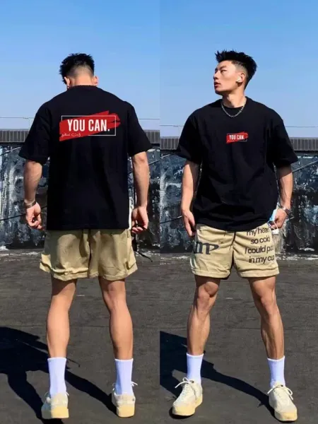 Design WILDX 'You Can' Graphic T-Shirt White + Cargo Shorts Gray + WILDX Socks White Sneakers T-Shirts - 9