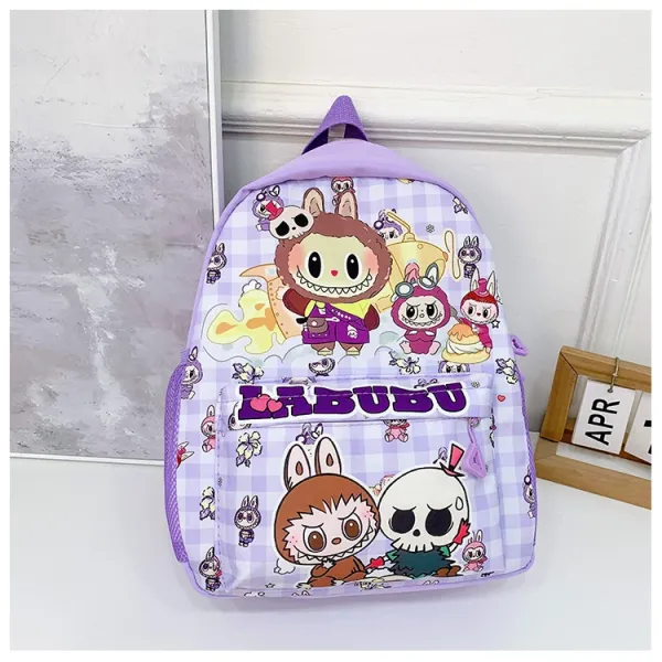 Design Labubu Pink Gingham Cartoon Print Mini Backpack - 29