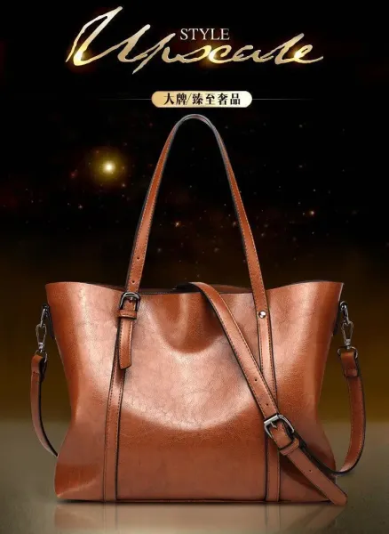 Design Tote Bag Light Blue Leather-Effect Shoulder Handbag - 3