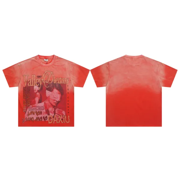 Design Valley Dreams 1997 Red Tie-Dye Graphic T-Shirt - 1
