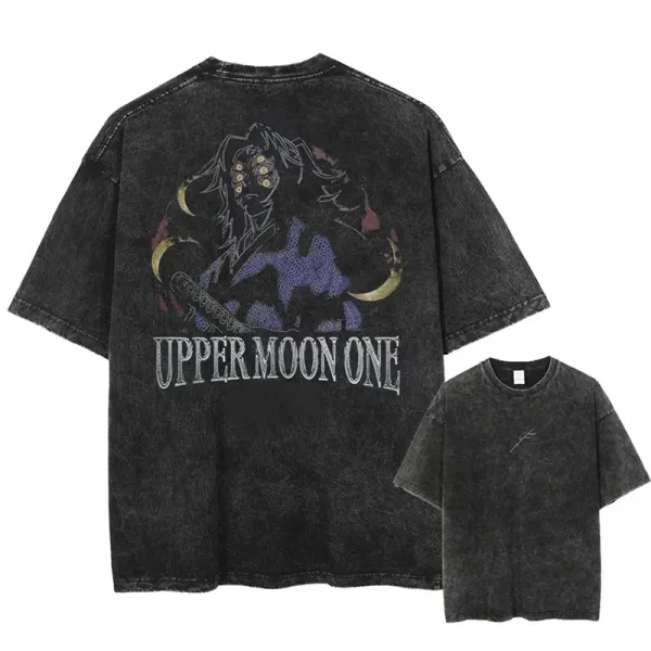 Design Upper Moon One Graphic Oversized T-Shirt Black T-Shirts - 1