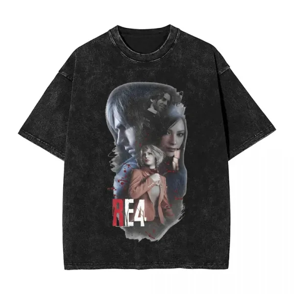 Design Resident Evil 4 Graphic Distressed Black T-Shirt - 1