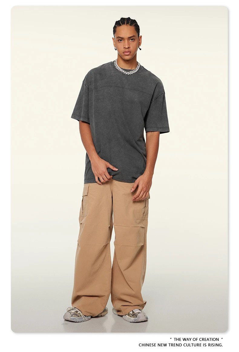 Design Beingmove Washed Beige Oversized T-Shirt T-Shirts - 65