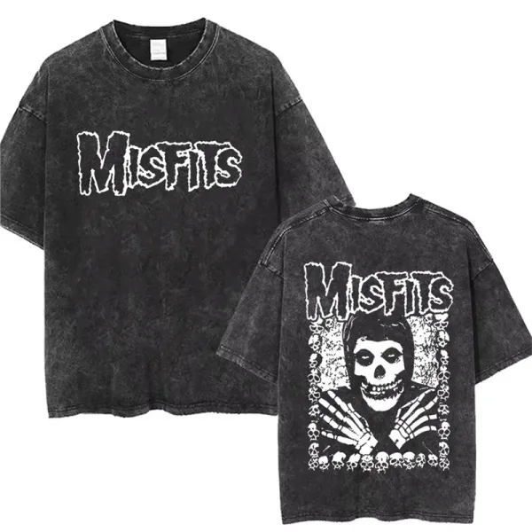 Design Misfits Acid Wash Black T-Shirt T-Shirts - 1
