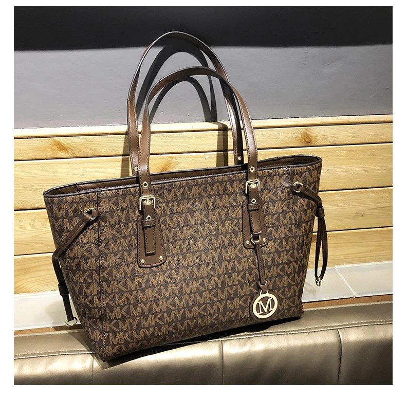 Michael Kors Jet Set Travel Tote Brown Monogram Canvas Handbag Tote Bag - 25