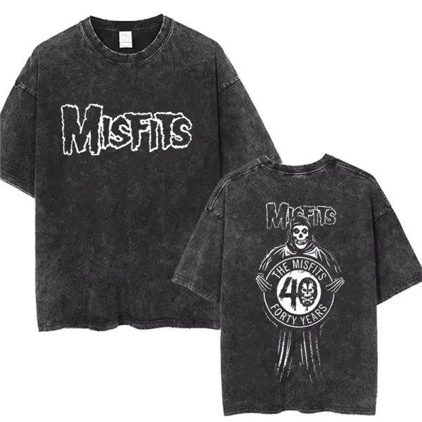 Design The Misfits 40 Years Anniversary Acid Wash T-Shirt Black T-Shirts - 1