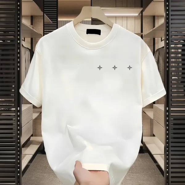 Design Minimalist Star Embroidery Navy T-Shirt - 5