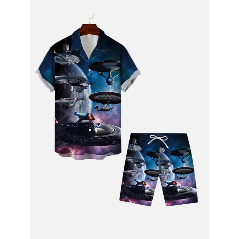 Mardi Gras Mask Print Short-Sleeve Shirt and Shorts